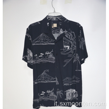 Camicia casual in cotone con stampa grafica